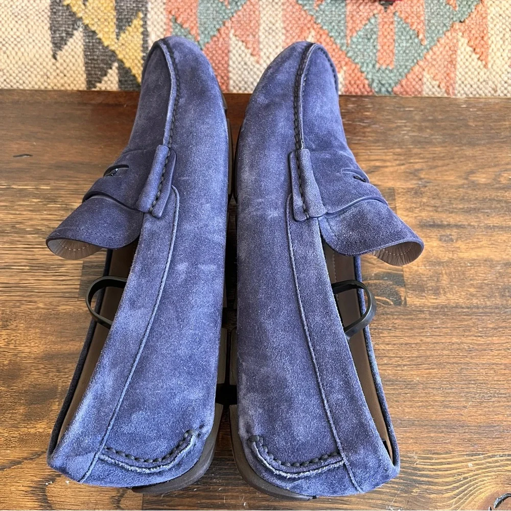 Salvatore Ferragamo NEWTON Blue Suede Driving Loafers US9 E (Display Shoes)